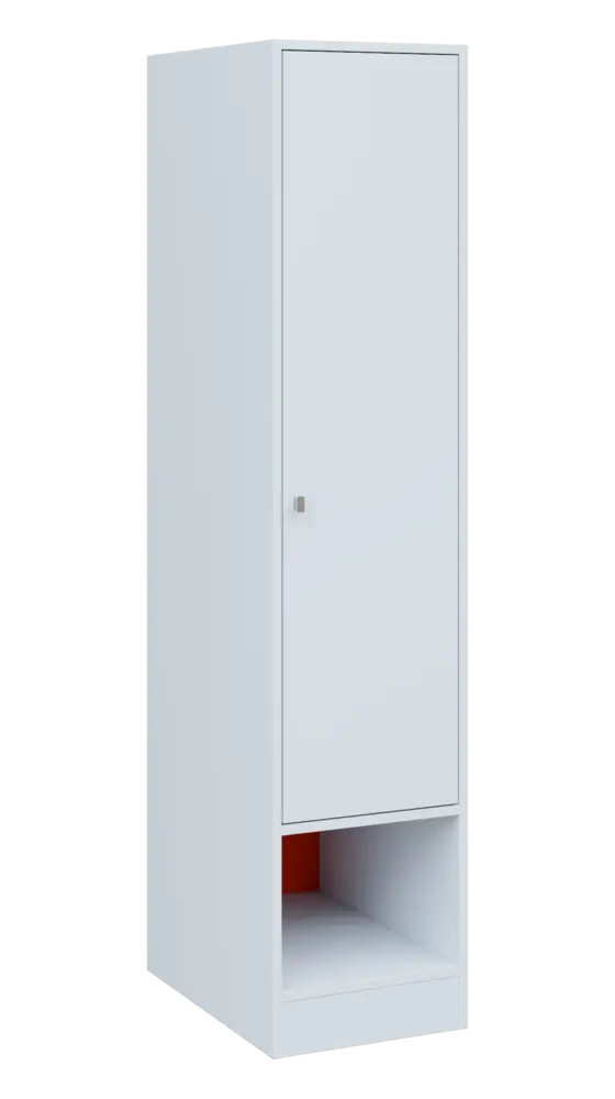 QN 5 - 4STN skříň šatní, 1-dveřová, pravá, výsuvné ramínko, 1830x400x600, bílá/pomeranč